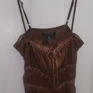 Rampage Chocolate Brown Blouse with Sequin Accents